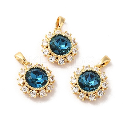 Brass Micro Pave Cubic Zirconia Pendants KK-M243-03G-1