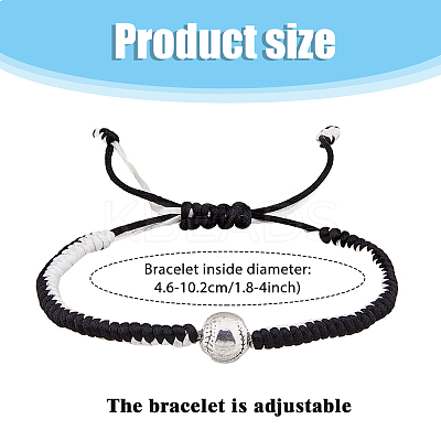 4 Sets 4 Colors Alloy Baseball Braided Bead Bracelets Set BJEW-AN0001-40-1
