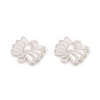 Brass Clear Glass Connector Charms KK-P228-72S-1