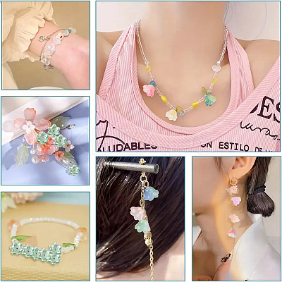 144G 12 Colors Transparent Glass Bead Caps GLAA-YW0005-26-1