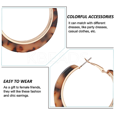 4 Pairs 4 Colors Cellulose Acetate(Resin) Hoop Earrings with Alloy Pins EJEW-AN0004-51-1