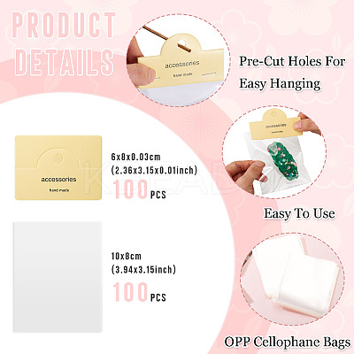 100Pcs Rectangle Clear Polypropylene Cellophane Bags CDIS-TA0001-36C-1