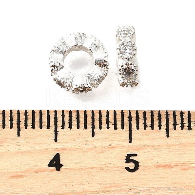 Flat Round Brass Micro Pave Cubic Zirconia Spacer Beads KK-L230-02P-02-1