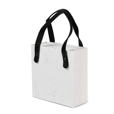 PU Jewelry Set Drawer Boxes with Square Sponge Inside and Texture Paper Rectangle Jewelry Bags ABAG-B009-02B-1