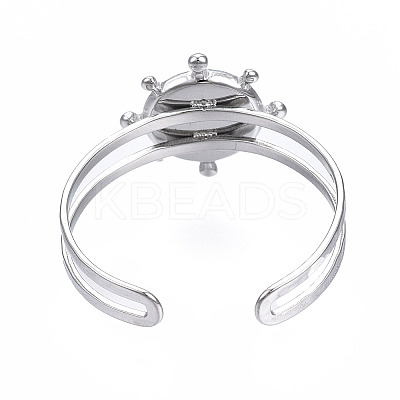 Non-Tarnish 304 Stainless Steel Open Cuff Finger Ring Cabochon Settings LS-STAS-T060-10P-1