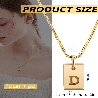 1Pc Stainless Steel Letter Rectangle Pendant Necklaces NJEW-LP0001-34D-G-1