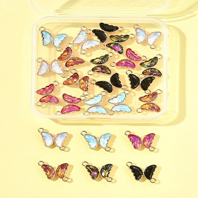 24Pcs 6 Colors Alloy Glass Connector Charms FIND-FS0003-51-1