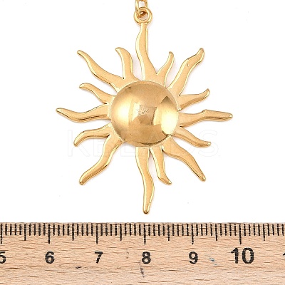 304 Stainless Steel with ABS Imitation Pearl Sun Pendant Necklaces NJEW-Z107-01G-1