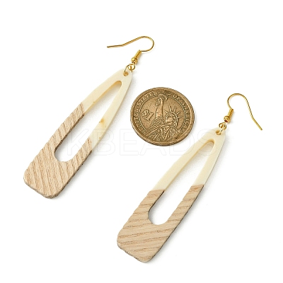 Two Tone Resin & Wood Dangle Earrings EJEW-JE05508-02-1
