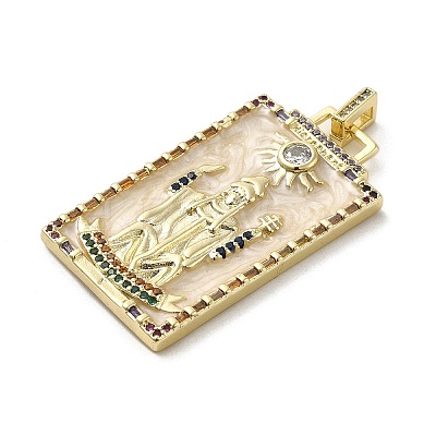 Brass Micro Pave Cubic Zirconia Pendants with Enamel KK-H458-03G-17-1