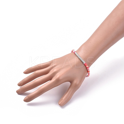 Handmade Polymer Clay Heishi Bead Stretch Bracelets BJEW-JB05096-1