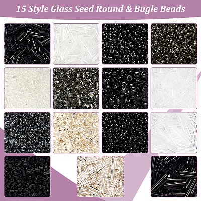 15 Style Glass Seed Round & Bugle Beads SEED-PH0001-86-1