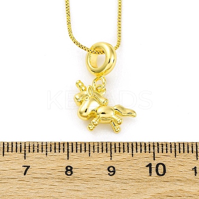 Brass Unicorn Pendant Necklaces for Women NJEW-C071-04G-1