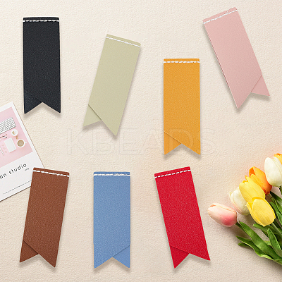 7Pcs 7 Colors PU Leather Bookmarks AJEW-CL0001-21-1