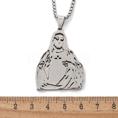201 Stainless Steel Religion Pendant Necklaces NJEW-Z058-05P-1