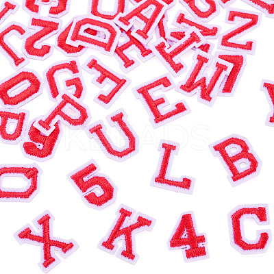 36Pcs 2 Sets 2 Styles Letter A~Z & Number 0~9 Polyester Embroidery Sew On Patches Sets PATC-TA0001-55A-1