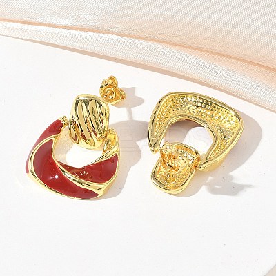 Brass Enamel Dangle Stud Earrings for Women KK-CBA760A-12G-03-1