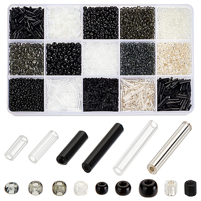 15 Style Glass Seed Round & Bugle Beads SEED-PH0001-86-1