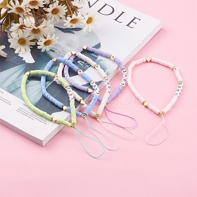 Polymer Clay Heishi Beaded Mobile Straps HJEW-JM00464-1