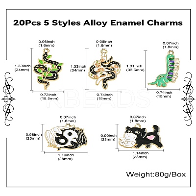 20Pcs 5 Styles Alloy Enamel Pendants ENAM-CJ0005-74-1