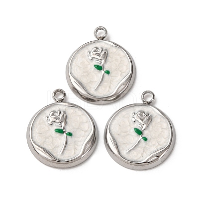 304 Stainless Steel Enamel Pendants STAS-P406-18P-01-1