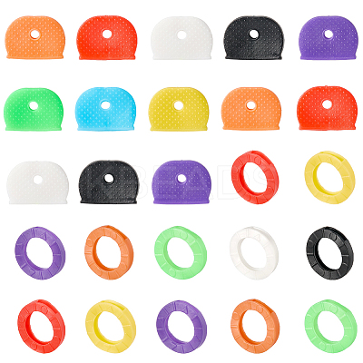 64Pcs 2 Styles PVC Plastic Nonslip Waterproof Reusable Key Sleeve AJEW-SP0002-73-1