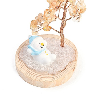 Natural Yellow Quartz Chips Tree of Life Decorations DJEW-B013-03F-1