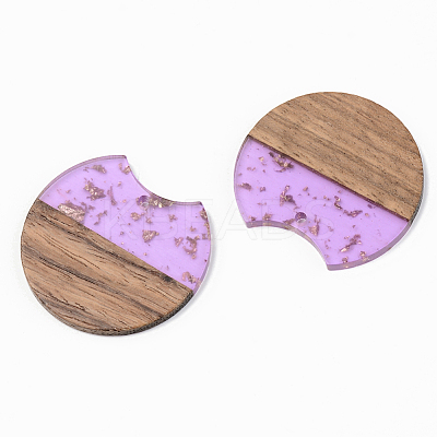 Transparent Resin & Walnut Wood Pendants X-RESI-S389-001A-B-1