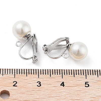304 Stainless Steel Clip-on Earring Findings with Imitation Pearl Plastic Beaded STAS-H216-03B-P-1