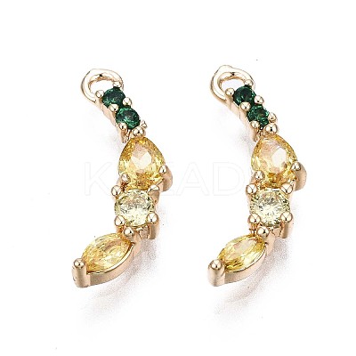Brass Micro Pave Champagne Yellow Cubic Zirconia Pendant X-KK-Q764-027-1