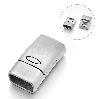 Tarnish Resistant Matte 304 Stainless Steel Rectangle Magnetic Clasps with Glue-in Ends STAS-E089-64P-1