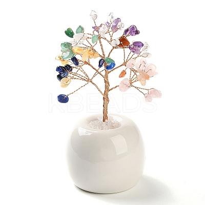 Natural Mixed Stone Chips Tree of Life Decorations DJEW-C016-02K-1