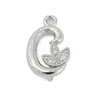 Brass Crystal Rhinestone Letter Links Connector Charms KK-S395-06P-G-1