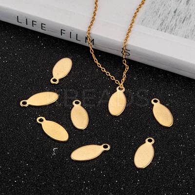 Oval Ion Plating(IP) 304 Stainless Steel Stamping Blank Tag Charms STAS-L159-07G-1