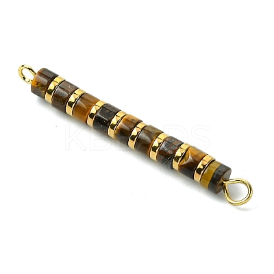 Natural Tiger Eye & Electroplated Synthetic Non-magnetic Hematite Heishi Connector Charms PALLOY-JF03291-06-1