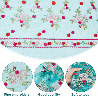 Polyester Flower Embroidered Lace Fabric OCOR-BC0005-52A-1