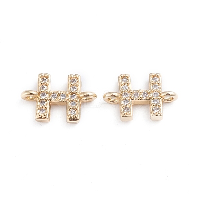 Brass Micro Pave Cubic Zirconia Letter Links X-ZIRC-I042-16G-H-1
