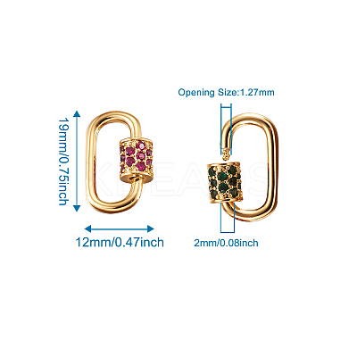 Brass Micro Pave Cubic Zirconia Screw Carabiner Lock Charms ZIRC-G156-11G-1