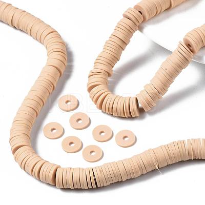 Flat Round Handmade Polymer Clay Beads CLAY-R067-10mm-53-1