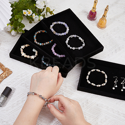 Rectangle Velvet Jewelry Display Trays for Rings ODIS-WH0113-14A-1