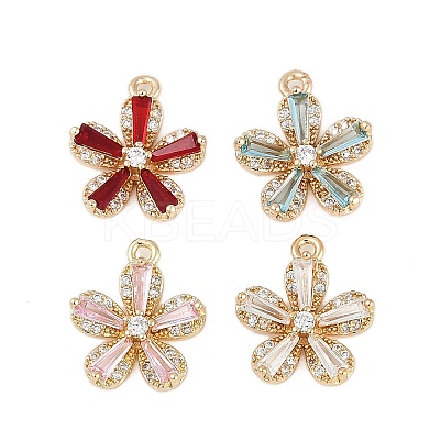 Rack Plating Brass Micro Pave Cubic Zirconia Pendants KK-C082-01G-1