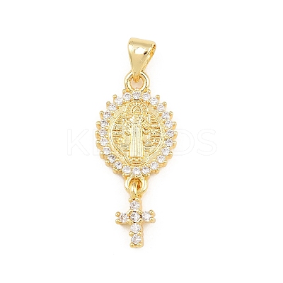 Brass Micro Pave Cubic Zirconia Pendants KK-C159-01G-1