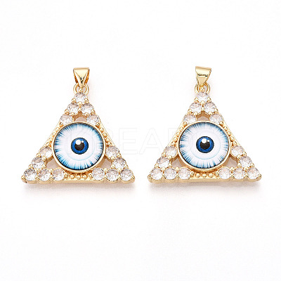 Brass Micro Pave Clear Cubic Zirconia Pendants for Women KK-T070-90A-08-1