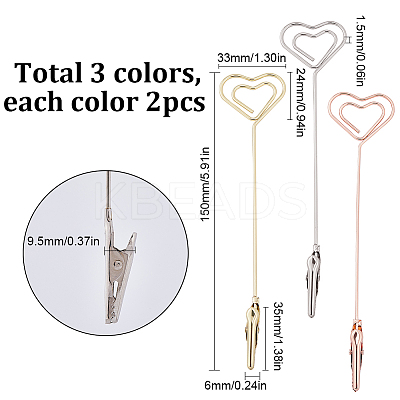 6Pcs 3 Colors Iron Alligator Clips AJEW-SC0002-27-1