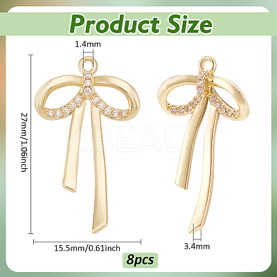 8Pcs Brass Micro Pave CLear Cubic Zirconia Pendant
s FIND-BC0013-56-1
