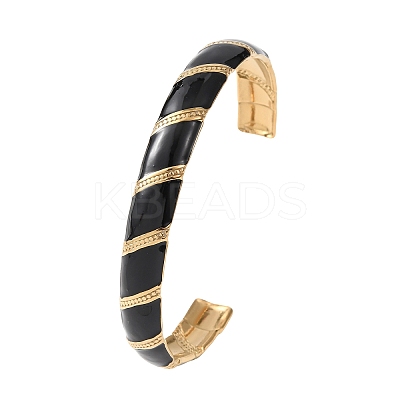 304 Stainless Steel Enamel Bangles for Women LS-BJEW-H637-01G-1