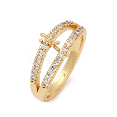 Brass Micro Pave Cubic Zirconia Finger Rings for Women RJEW-F182-02G-1