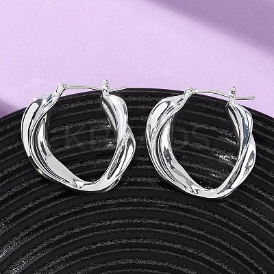 Brass Twist Hoop Earrings EJEW-A143-15S-1