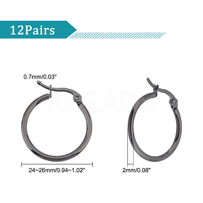 12 Pairs 304 Stainless Steel Hoop Earrings EJEW-UN0001-88-1