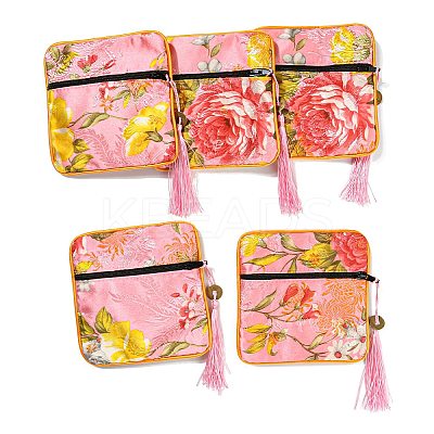 Chinese Style Floral Cloth Jewelry Storage Zipper Pouches AJEW-D063-01F-1